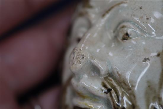 An 18th century Prattware mask scent bottle length 8cm